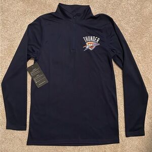 NBA New OKC Thunder Navy Mens Sz Small Pullover 1/4 Zip Long Sleeve Shirt